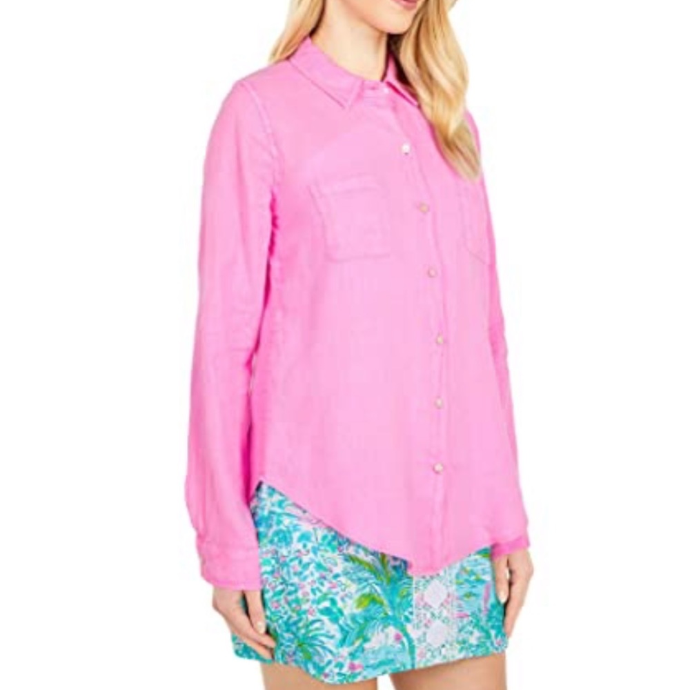 Lilly Pulitzer Sea View Button Down pink